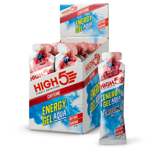 CLEARANCE - HIGH5 ENERGY GEL AQUA CAFFEINE BOX OF 20 - BEST BEFORE END OCTOBER 2023 - SAVE 50%