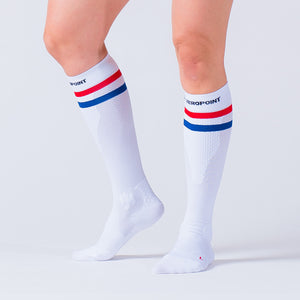 Zeropoint Compression Socks White with Stripes running