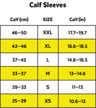 Load image into Gallery viewer, ZEROPOINT Intense 2.0 High Compression Calf Sleeves size chart