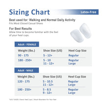 Load image into Gallery viewer, Tuli&#39;s classic gel heel cup size chart
