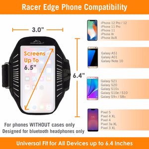 Armpocket Racer Edge, thin armband for iPhone 14/13/12/11/11 Pro/11 Pro Max, Galaxy Note 10/S20/S10+ and other full-screen devices - SAVE 20%