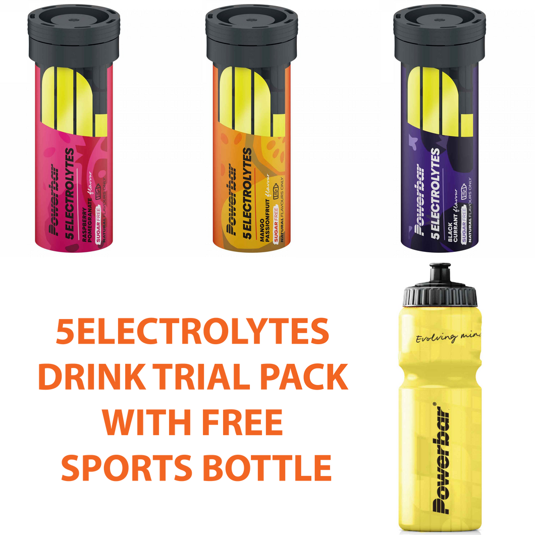 Powerbar 5Electrolytes Trial Pack 3 Tubes with Free 750ml Bottle (3 x Non-Caffeinated flavours)