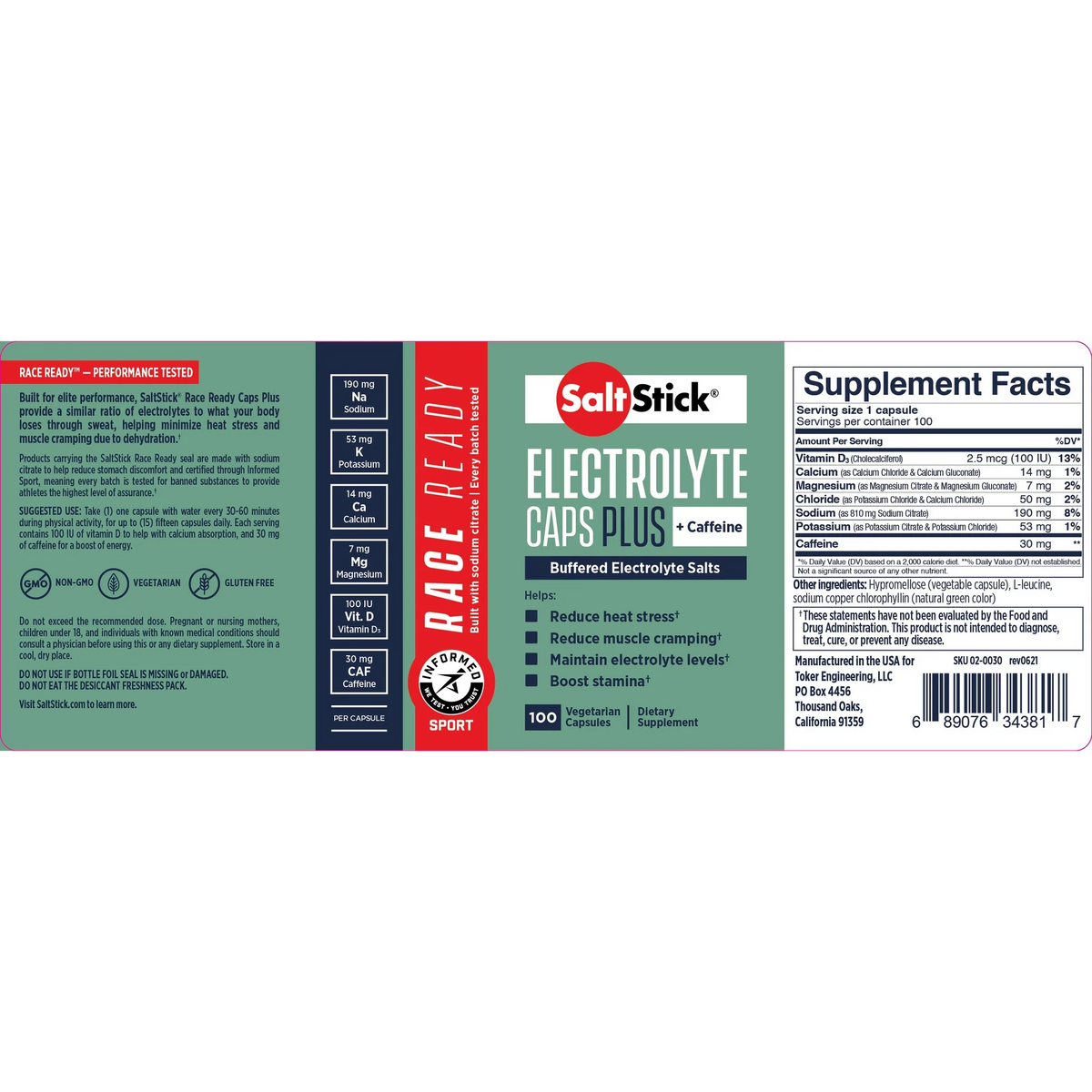 SALTSTICK Caps PLUS with Electrolytes & caffeine to increase energy ...